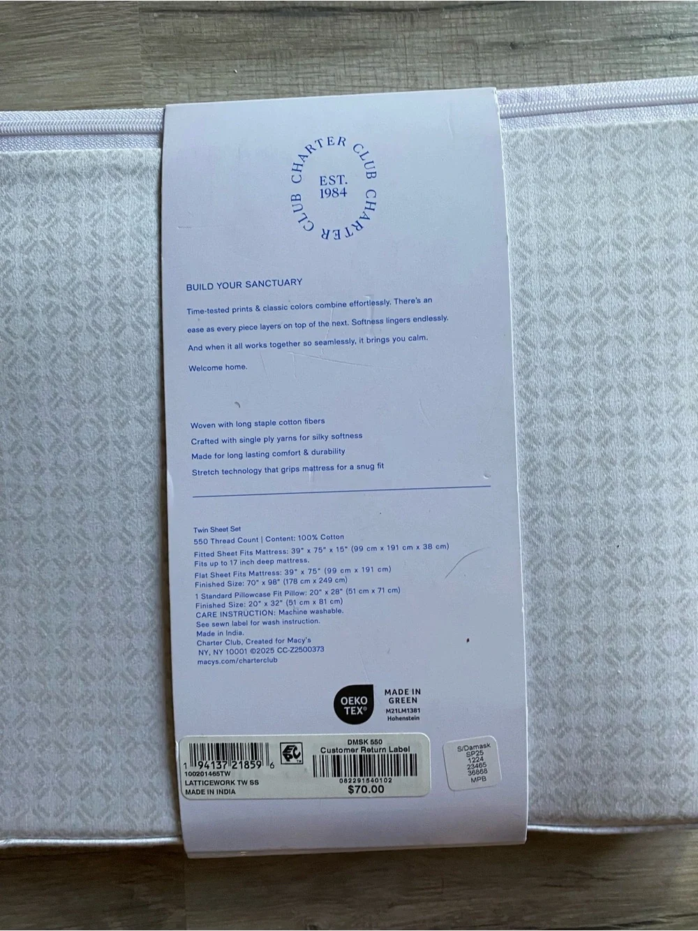 Charter Club Damask Twin Sheet Set